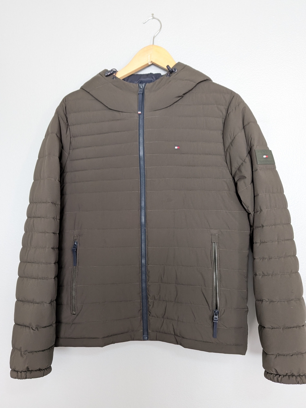 Tommy Hilfiger Olive Quilted Hooded Puffer Jacket